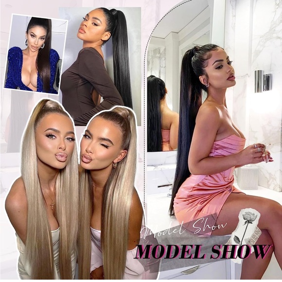 36 Inch-180 Gram Ponytail Extension, Straight Drawstring Ponytail Hair Extension - Picture 3 of 7